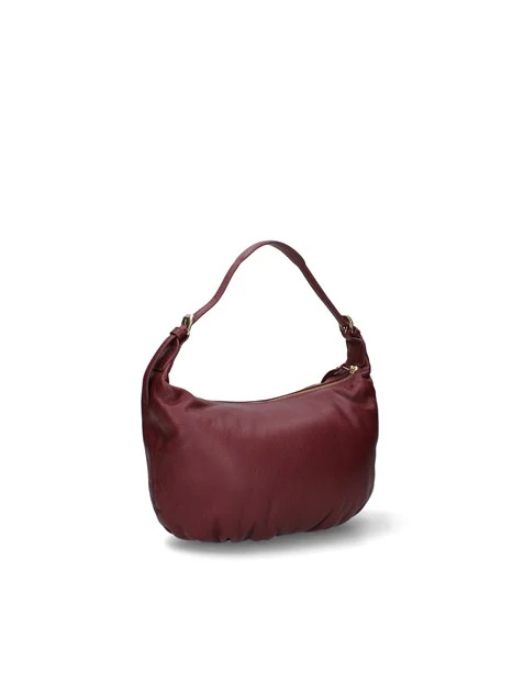 BORSA A SPALLA CON TRACOLLA IN PELLE DONNA BORDEAUX