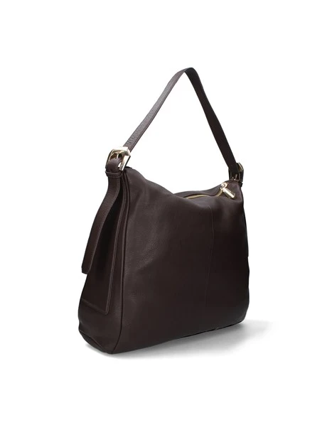 BORSA A MANO CON TRACOLLA REMOVIBILE IN PELLE DONNA MARRONE