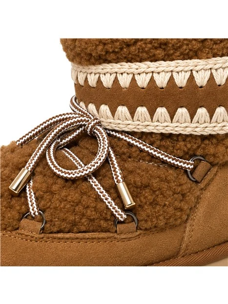 STIVALETTI TACCO BASSO IN VERA PELLICCIA DONNA MARRONE