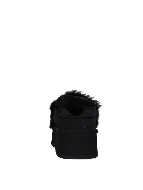 SABOT CON PELLICCIA E LOGO METALLICO DONNA NERO