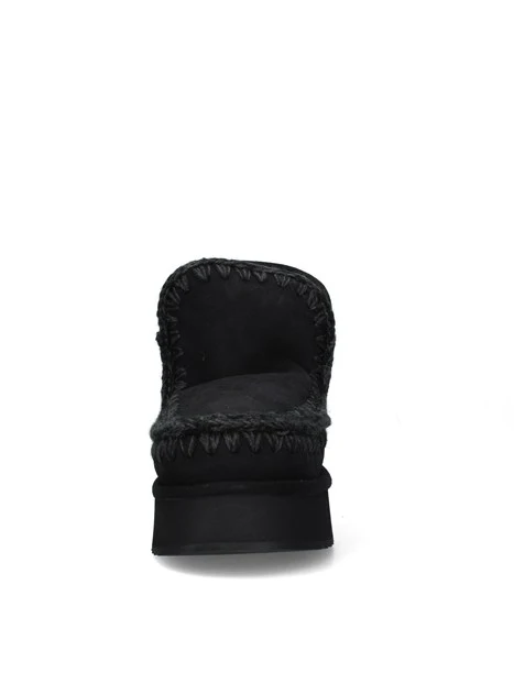 STIVALETTI TACCO BASSO CON BORDO INTRECCIATO DONNA NERO