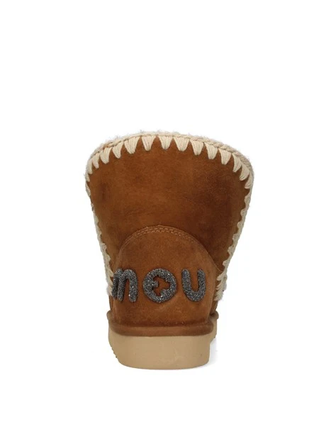 STIVALETTI TACCO BASSO CON LOGO GLITTERATO DONNA BEIGE