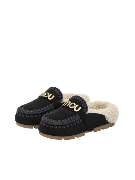 SABOT VERA PELLE E PELLICCIA DONNA NERO