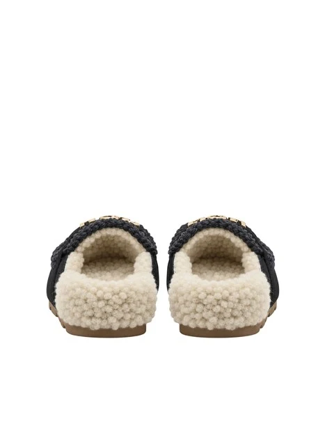 SABOT VERA PELLE E PELLICCIA DONNA NERO