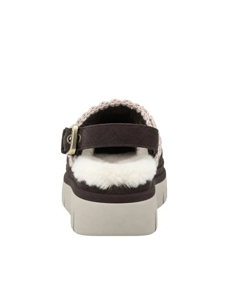 SABOT PLATFORM CON BORDATURA A TRECCIA DONNA MARRONE