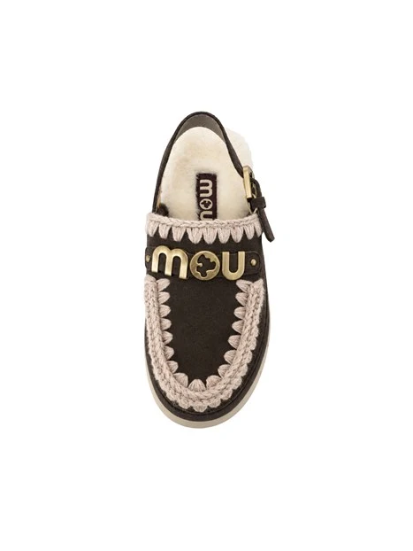 SABOT PLATFORM CON BORDATURA A TRECCIA DONNA MARRONE