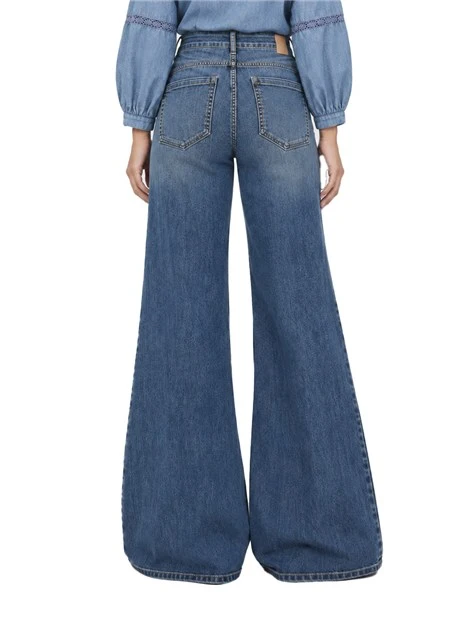 JEANS A ZAMPA OVER FLARE IN DENIM STRETCH DONNA BLU