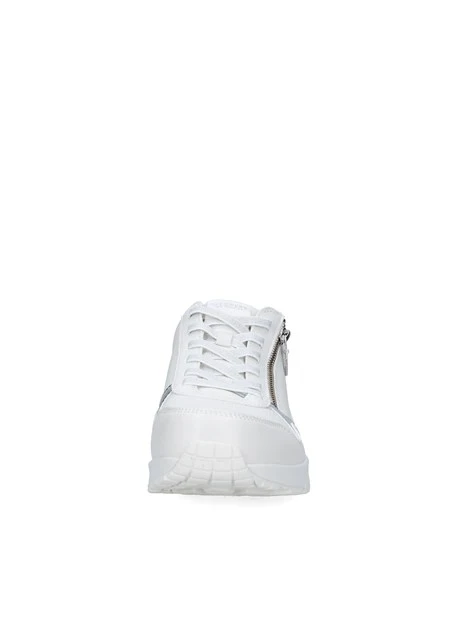 SNEAKERS BASSE CON ZIP E DETTAGLI ARGENTATI DONNA BIANCO