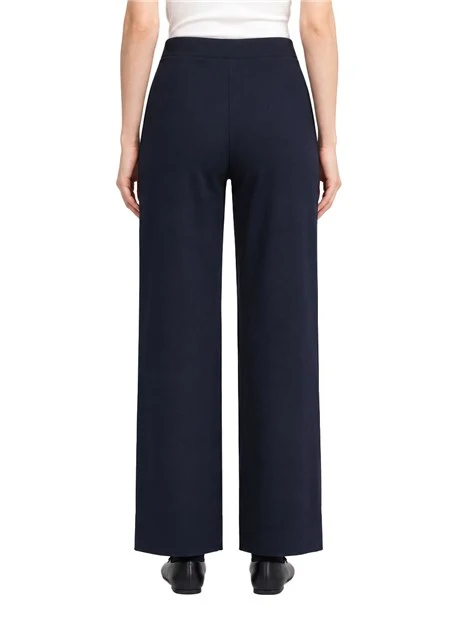 PANTALONI PALAZZO IN MAGLIA DI MISTO VISCOSA DONNA BLU