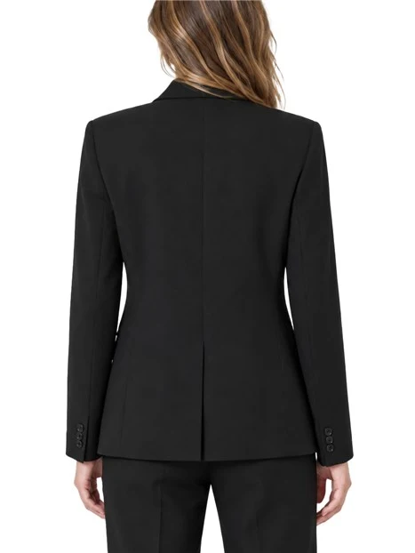 BLAZER MONOPETTO IN PURA LANA NATURAL STRETCH DONNA NERO